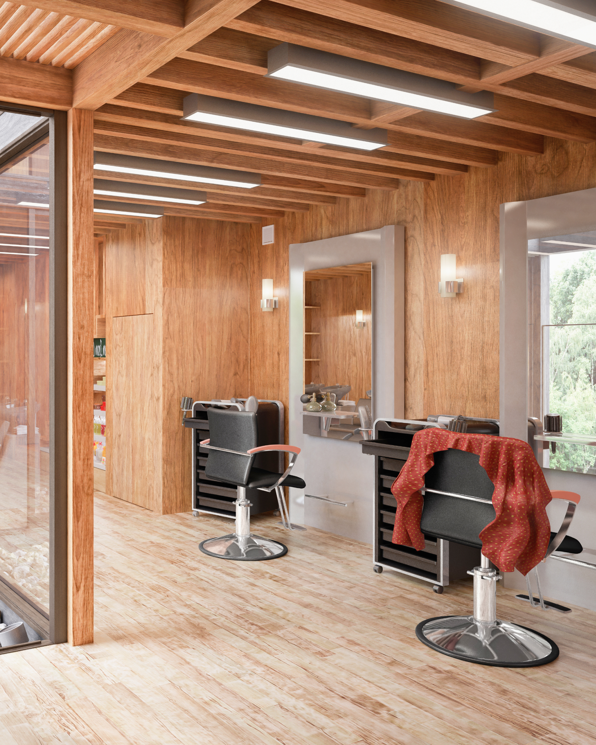 スタイリングチェアと鏡